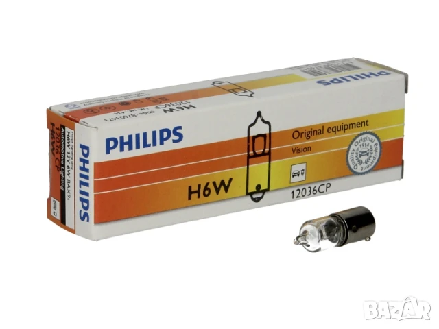 Автомобилна Крушка PHILIPS H6W, 12V, 6W, тип фасунга: BAX9S № 12036CP, снимка 5 - Аксесоари и консумативи - 51012393