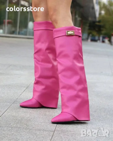 Ботуши на платформа - циклама кожа - K-40