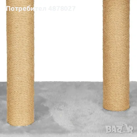 Драскалка кула за котки XXL 136 см – 7 нива, къщичка, легло, играчки и дърво за катерене, снимка 4 - За котки - 55997712
