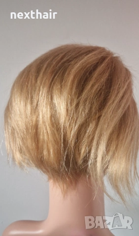Къса руса естествена перука тип Пикси - 13x4, снимка 4 - Аксесоари за коса - 53583682