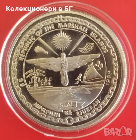 5 ДОЛАРА 1989 ГОДИНА - МАРШАЛОВИ ОСТРОВИ, снимка 3 - Нумизматика и бонистика - 56138677