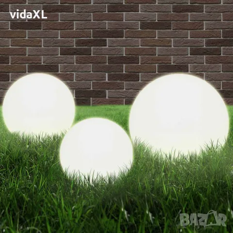 vidaXL Градински сфери за LED лампи, 3 бр, 20/30/40 см, PMMA, снимка 2 - Външни лампи - 56147609