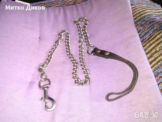 Нашийник естествена кожа за куче 58см х3см и верижка метална с държач естествена кожа 1м, снимка 11 - За кучета - 39712396