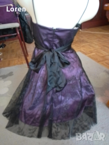 Ново!Официална рокличка в лилаво и черно с тюл от лъскави цветя, снимка 6 - Рокли - 44756990