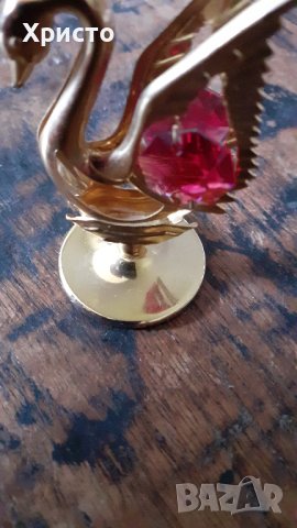 метален декоративен лебед CRAFTOCRAFT със Сваровски Swarovski кристали, снимка 8 - Статуетки - 41084533