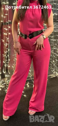 Обувки и гащеризон в комплект цикламен цвят 