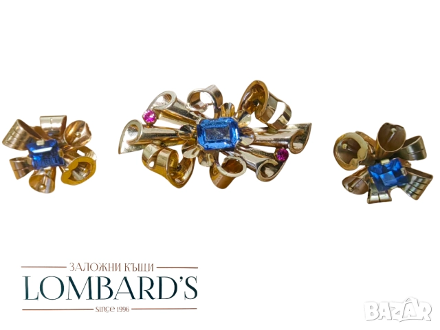 Златни обици и брошка 18к 