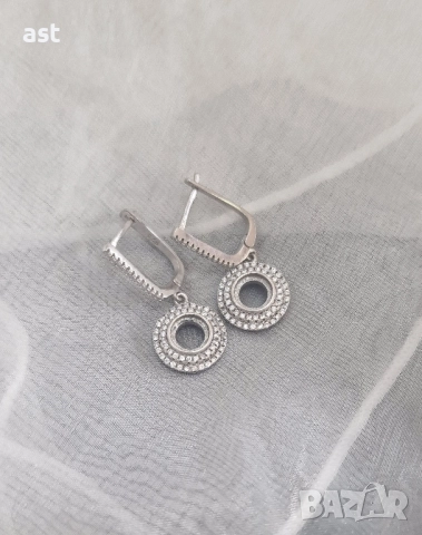 Висящи сребърни обици с цирконий, снимка 2 - Обеци - 52040404