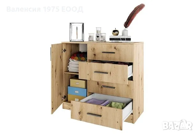 Скрин Сити 3008 дъб артисан или комбинация мока/ лате, снимка 3 - Скринове - 47352394