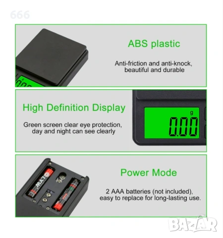 Дигитален кантар, 0.01g-1000g, снимка 4 - Друга електроника - 53450463