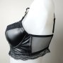75В черен кожен сутиен/бюстие с дантела на чашките и подгръдната част., снимка 4