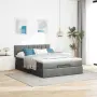 vidaXL Османска легло с матрак и LED, тъмносиво, 140x190 см, плат, снимка 4
