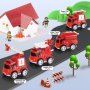 LEYAOYAO Камион с 4 противопожарни коли със светлини и звуци, играчка за малки деца, снимка 6