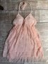 Нежна елегантна ефирна женствена рокля 3Д цветя рокля в прасковен цвят, снимка 13