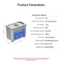 Ултразвукова почистваща вана 0.8L 42KHz 35W с цифров таймер за очила, бижута, часовници, снимка 7