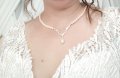 Колие и гривна с перли и сребърно покритие с камъни , снимка 1 - Бижутерийни комплекти - 41484169