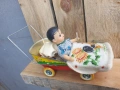 стара метална играчка /кукла в метална детска количка / , снимка 6