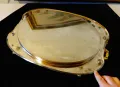 Посребрен поднос,пауни,позлатени дръжки. , снимка 9