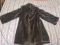 дамско палто от изкуствена кожа с косъм в тъмнокафяв (шоколадов) цвят. , снимка 3