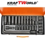 Комплект ударни вложки 27 части KraftWorld – 1/2″, с удължител и ударен кардан, снимка 3