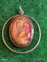 Сребърен Арт медальон дихройчно стъкло Ретро бижу 65715, снимка 2