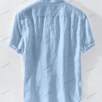 Мъжка едноцветна памучна ленена ежедневна риза с къс ръкав, 5цвята , снимка 11 - Ризи - 41210688