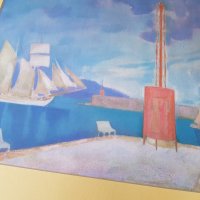 Репродукция пейзаж Пристанището на Каламата, 1911 г. на Богород Константин, снимка 7 - Картини - 42311917