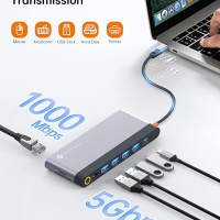 Нов Универсален USB C Хъб 14 в 1, 8K DP, 4K Dual HDMI, 100W PD Докинг Станция, снимка 4 - Друга електроника - 44529159