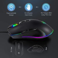 Ергономична RGB мишка за игри, Кабелна мишка IULONEE тип C,, снимка 6 - Клавиатури и мишки - 41610358