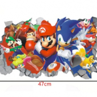 Супер Марио Super Mario и Соник Sonic камъни дупка самозалепващ стикер лепенка за стена, снимка 1 - Други - 36116009