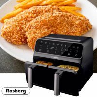 Фритюрник AirFryer Rosberg Premium RP51980N, 1700W, 2съда x 4л., Горещ въздух, Таймер, до 200°C, Чер, снимка 4 - Фритюрници - 44209061