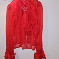 Дамска Червена Риза с воали, снимка 5 - Ризи - 40050181