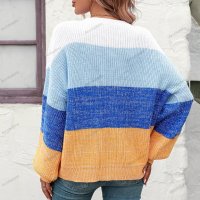 Дамски моден пуловер с цветни блокове, 3цвята - 023, снимка 16 - Блузи с дълъг ръкав и пуловери - 42305738