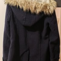 Тъмно синьо палто с качулка Kangol размер С , снимка 2 - Якета - 42629615