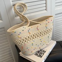 Плетена чанта тип кошница Beige, снимка 1 - Чанти - 41477465