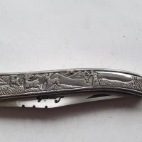 Сгъваем нож Laguiole с ловна сцена, снимка 1 - Антикварни и старинни предмети - 44374395