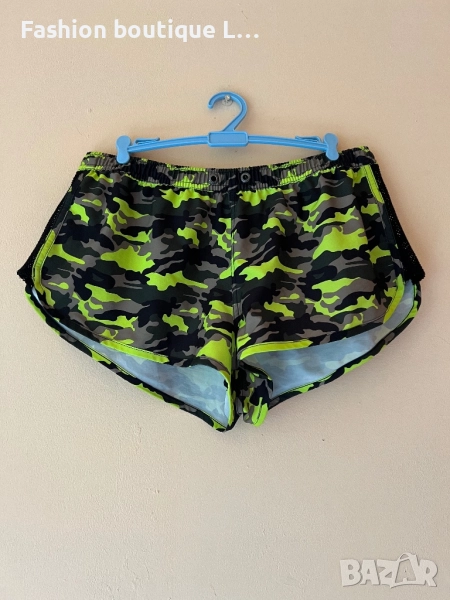 Камуфлажни дамски къси панталонки неон с ластик в кръста 🖤💚, снимка 1