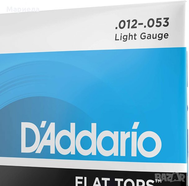 Струни за акустична китара-  D'Addario EFT16 Flat Tops Light (.012-.053) Acoustic Guitar Strings, снимка 1