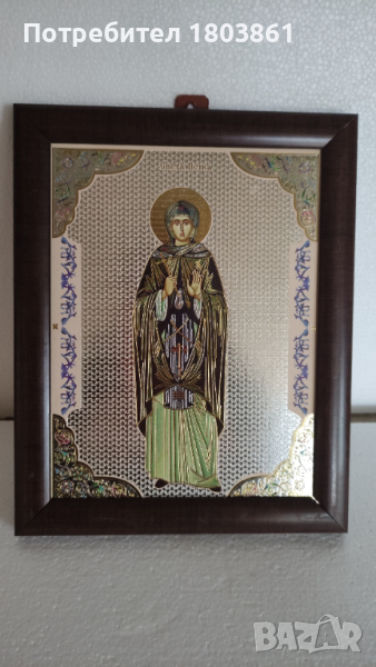 Икона на Св.Петка в дървена рамка, снимка 1