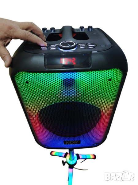 Bluetooh Karaoke Speaker NDR 102B - Красив LED високоговорител със 7 режима; 2 години гаранция, снимка 1