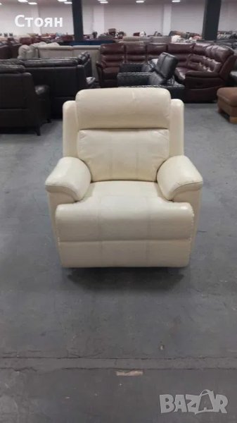 Кремав кожен фотьойл, снимка 1