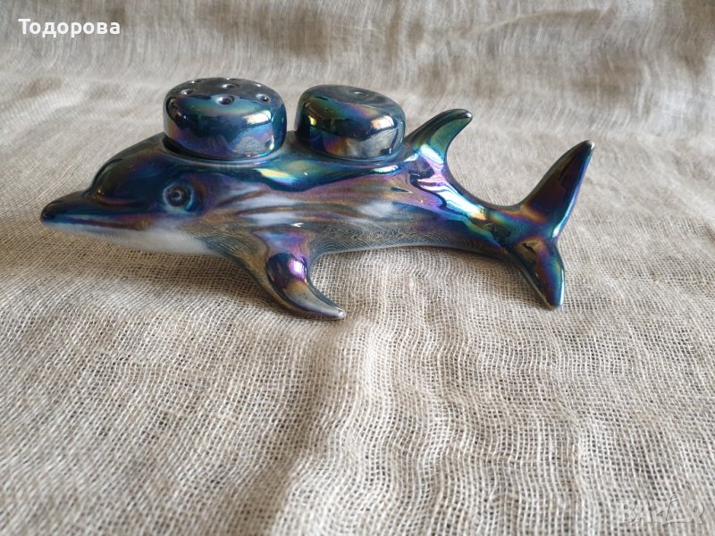 Порцеланова френска солница делфин, снимка 1