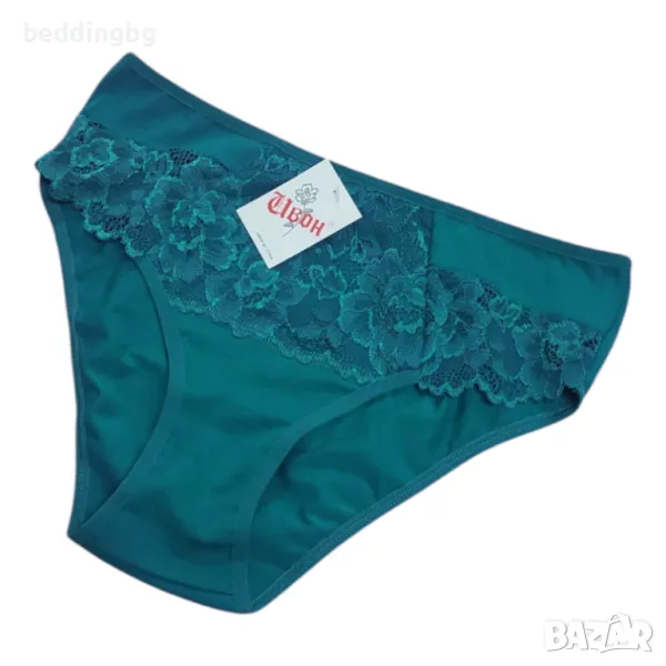 Ивон Памучни бикини с дантела "Елегант" – петрол, снимка 1