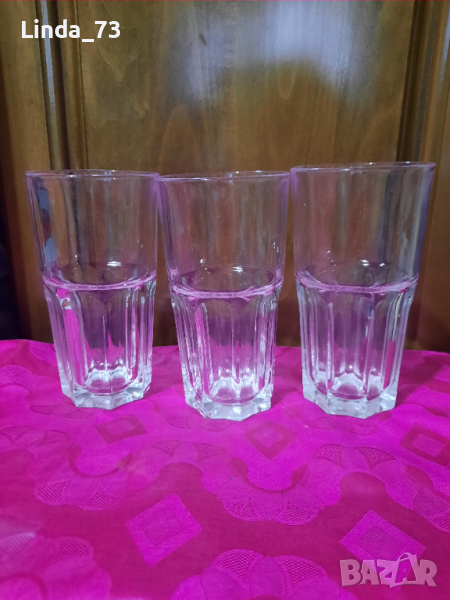 Дебелостенни чаши от релефно стъкло за безалкохолни напитки-21бр. Вместимост-400мл. Внос от Дания. , снимка 1