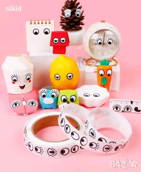 100 бр очи очички малки самозалепващи лепенки стикери за ръчна изработка за подарък, снимка 1