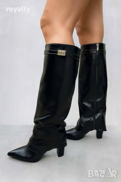 Ботуши на ток - черна кожа , снимка 1