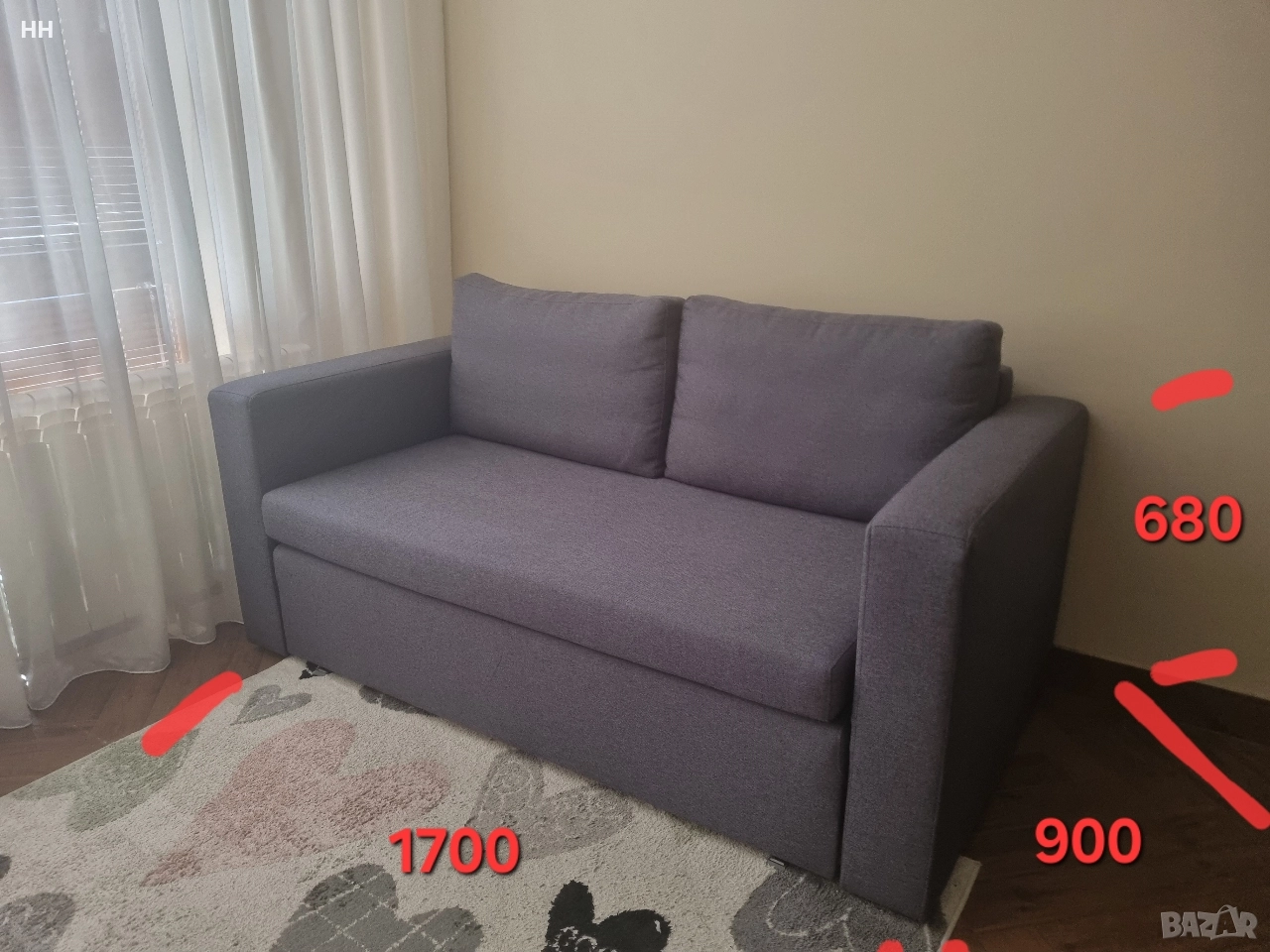 Диван 1700х900мм/ Разтегателен/ с ракла, снимка 1