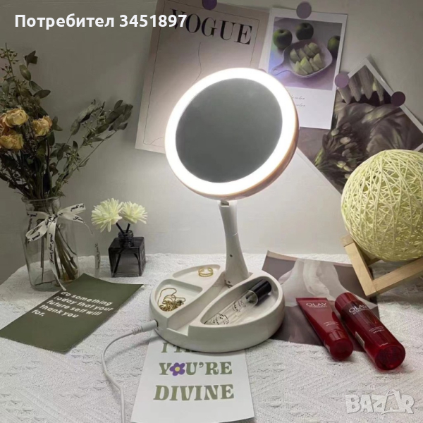 Настолно козметично огледало с LED осветление, снимка 1