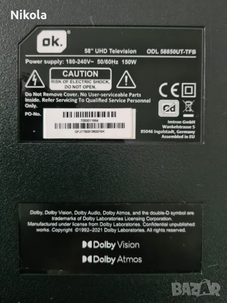 Телевизор OK. ODL58850UT-TFB на части, снимка 1