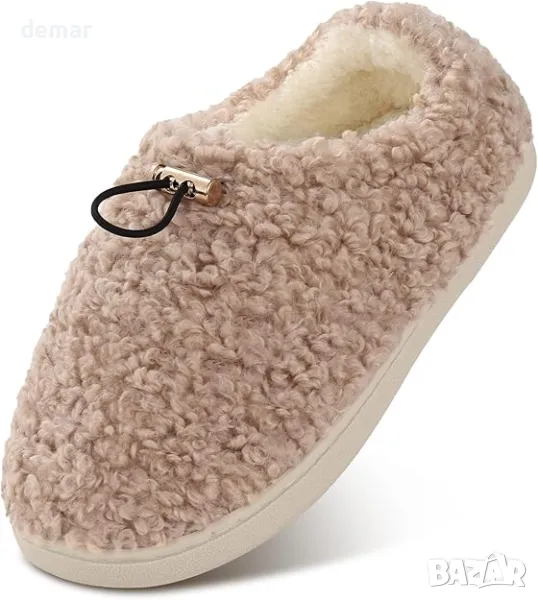Geebuzz Дамски пухкави чехли, Домашни обувки с поларена подплата и шнур, 40-41, снимка 1